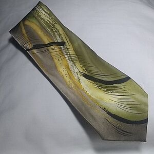 J.Garcia olive/yellow/mocha tie